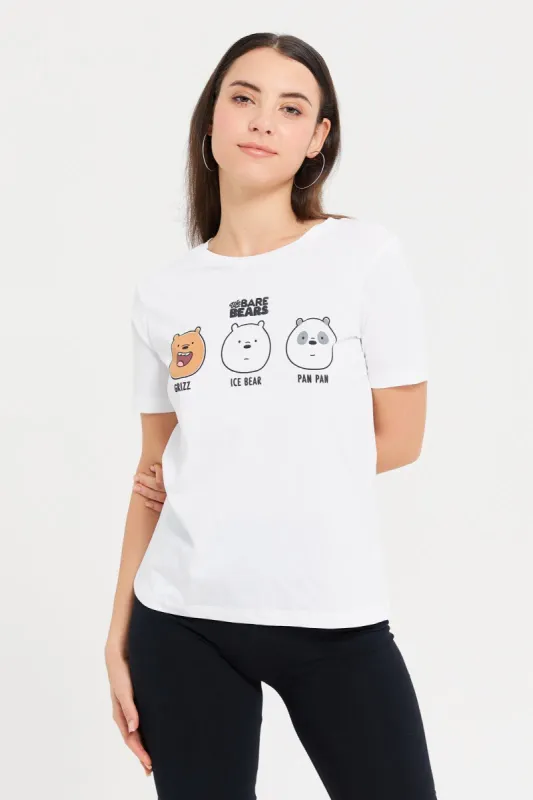 Women White We Bare Bears Printed T-Shirt sold by Redtag