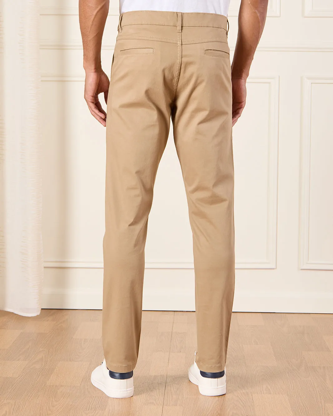 Men Beige Slim Fit Chino Trousers sold by Redtag product image thumbnail 3