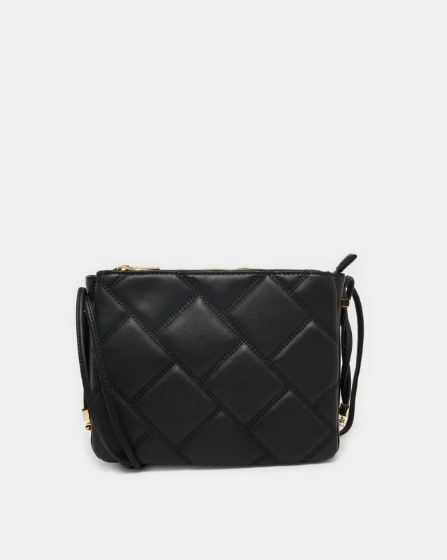 Women Black Quilted Cross Body Bag sold by Redtag