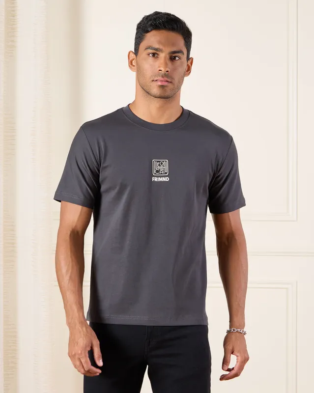 Men Charcoal Printed T-Shirt sold by Redtag