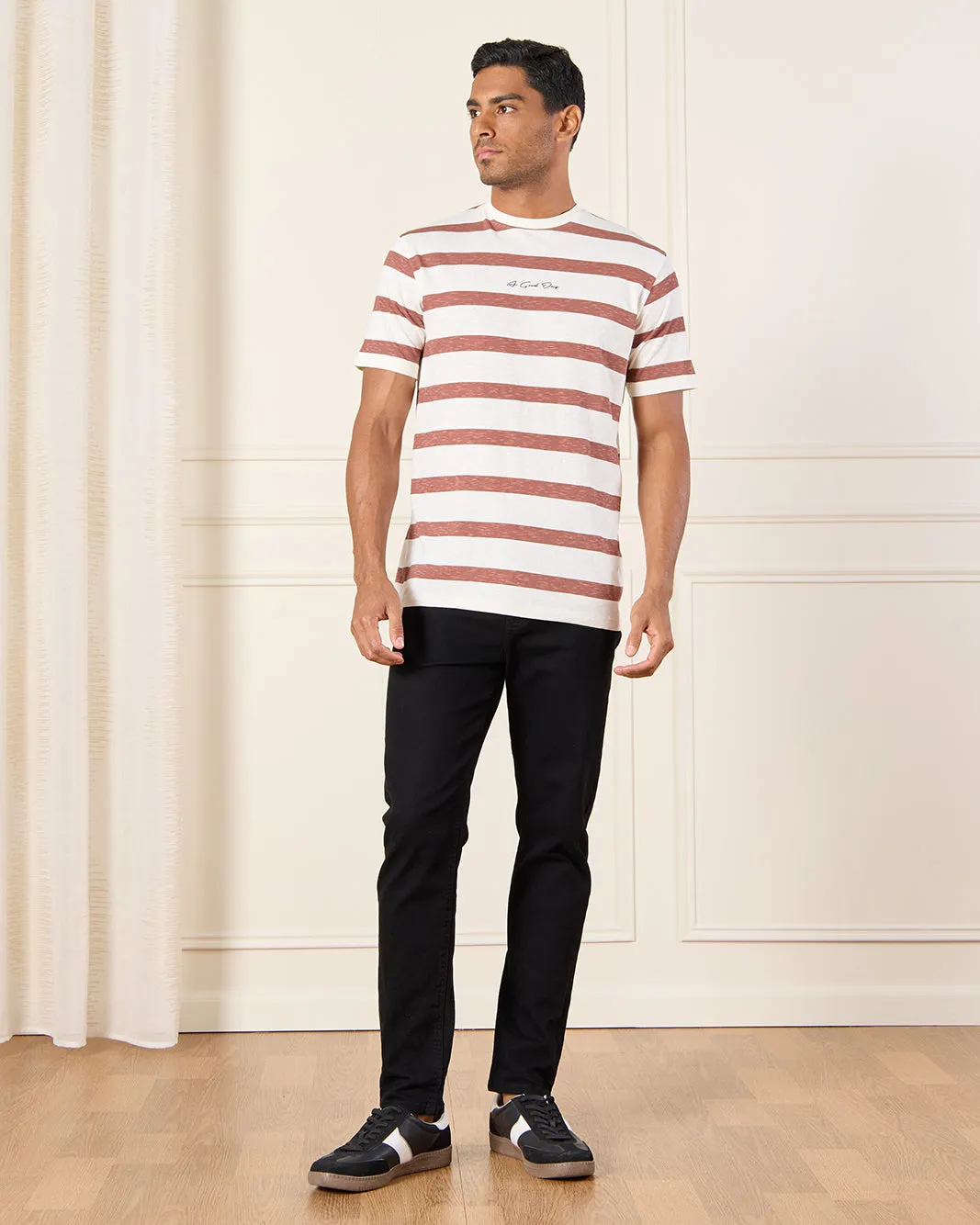 Men White Striped T-Shirt sold by Redtag product image thumbnail 2