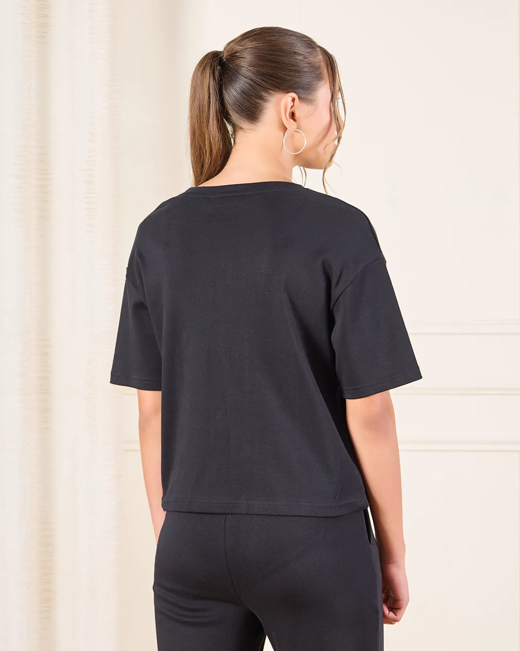 Senior Girls Black Printed T-Shirt sold by Redtag product image thumbnail 3