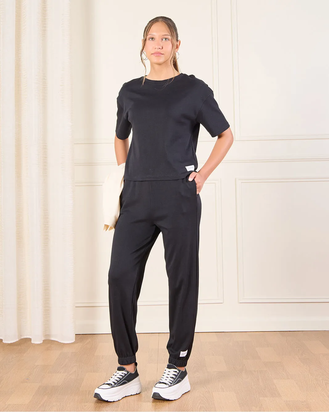 Senior Girls Black Print Active Pants sold by Redtag product image thumbnail 2