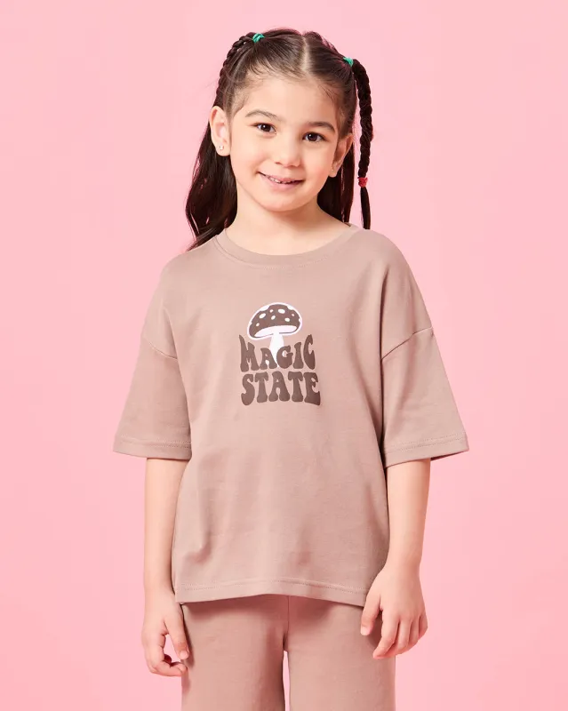 Girls Lilac Magic State Print T-Shirt sold by Redtag