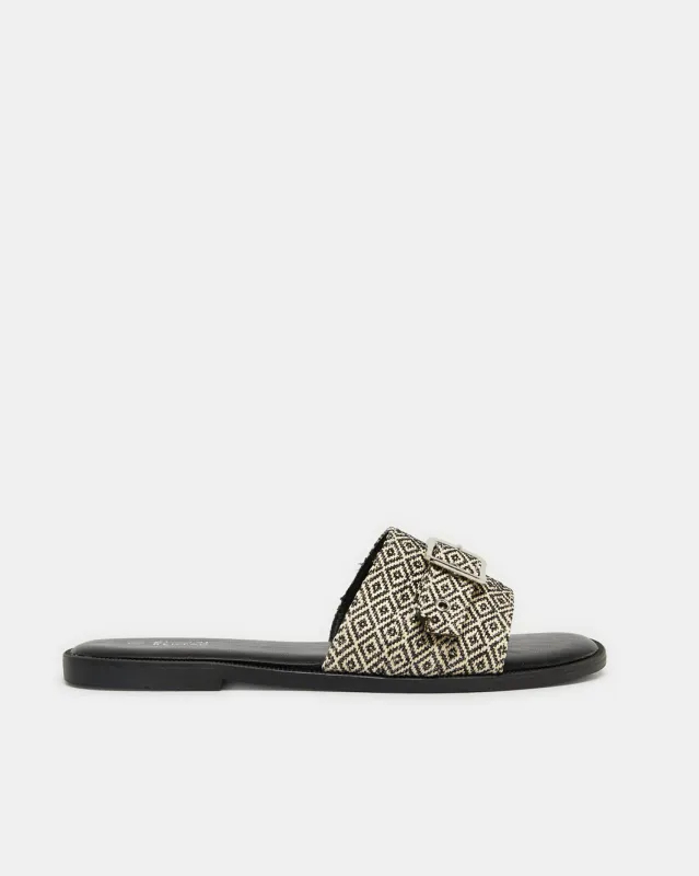 Women Black Textured Mule sold by Redtag