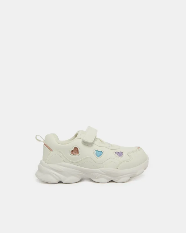 Infant Girls White Heart Embellished Trainer sold by Redtag