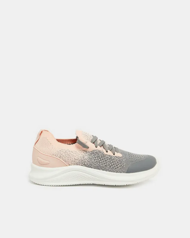 Senior Girls Grey And Pink Textured Trainer sold by Redtag