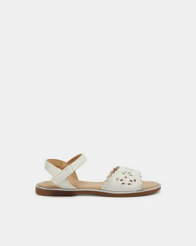 Girls White Embossed Sandals sold by Redtag