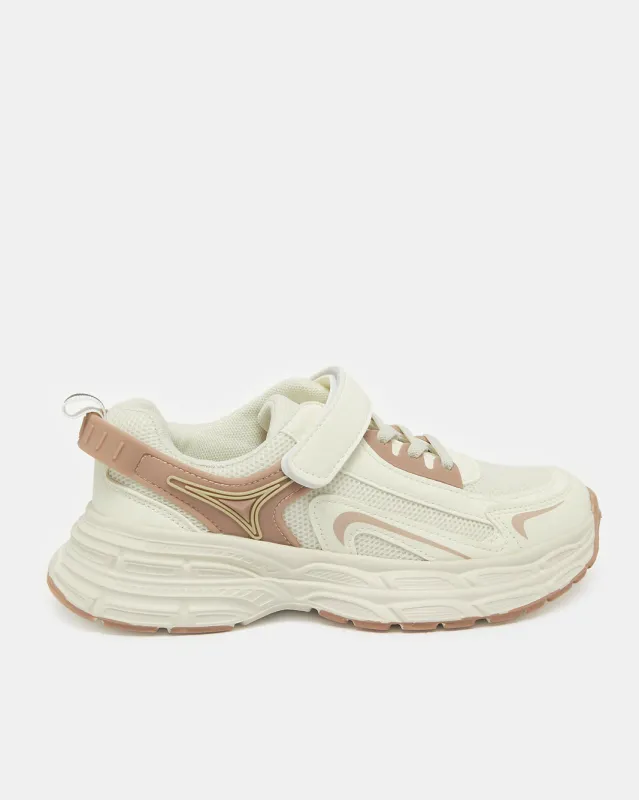 Senior Girls White Material Block Trainer sold by Redtag