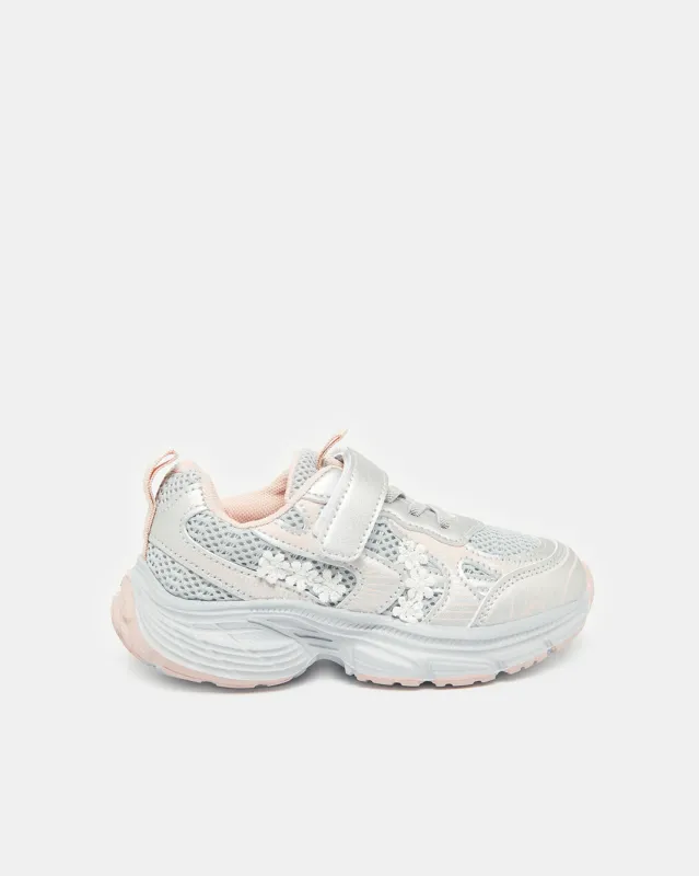 Girls Grey Floral Embellished Trainer sold by Redtag