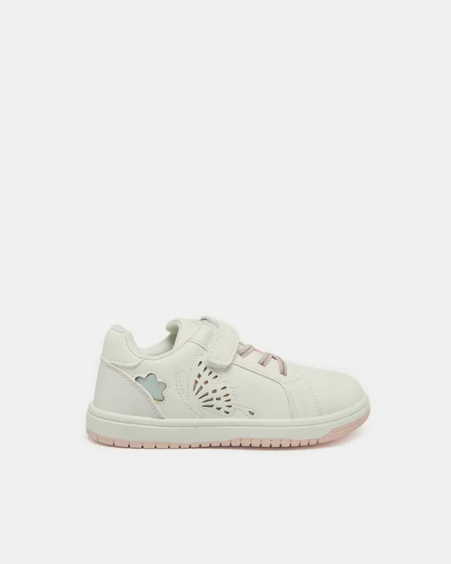 Girls White Laser-Cut Sneakers sold by Redtag