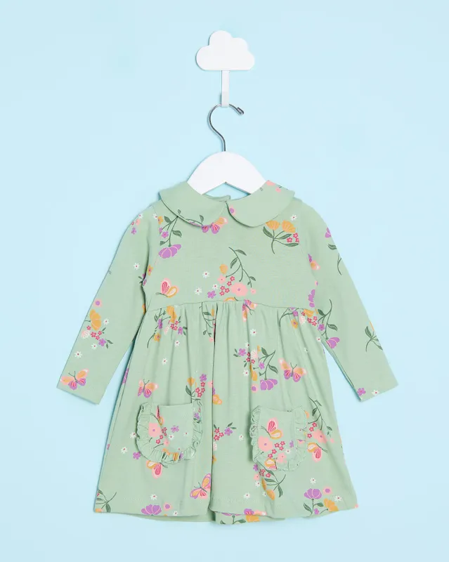 Infant Girls Green Floral Print Dress sold by Redtag