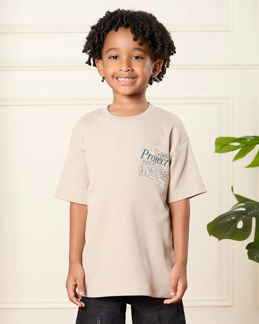Boys Beige Printed T-Shirt sold by Redtag