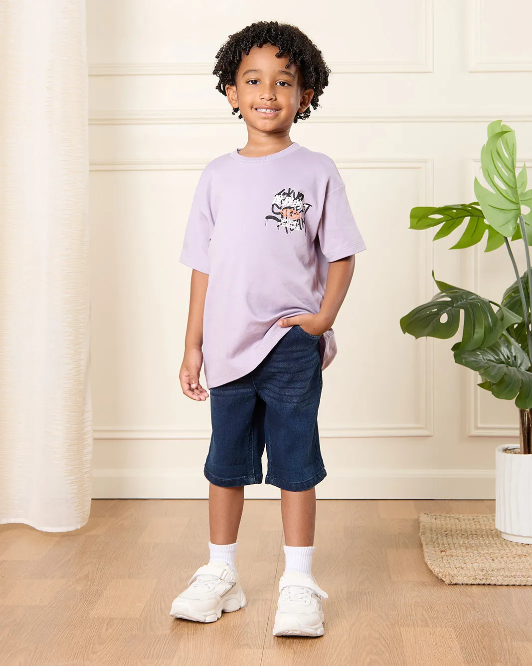 Boys Lilac Printed T-Shirt sold by Redtag product image thumbnail 2