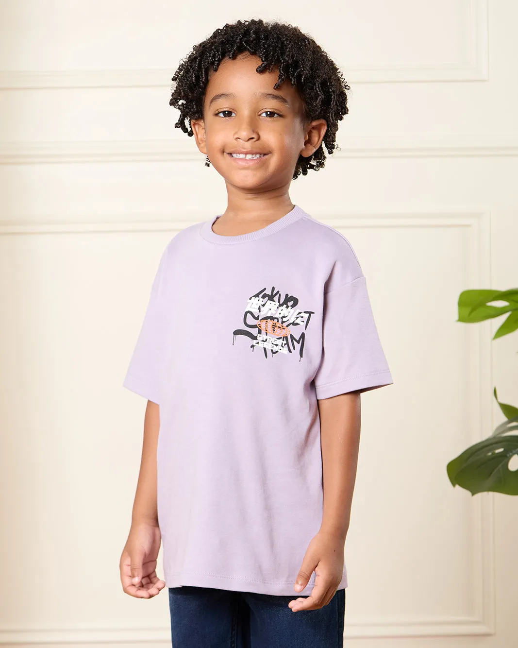 Boys Lilac Printed T-Shirt sold by Redtag