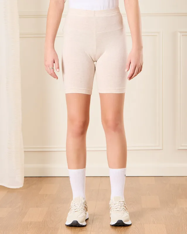 Senior Girls White And Beige Cycling Shorts (Pack of 2) sold by Redtag