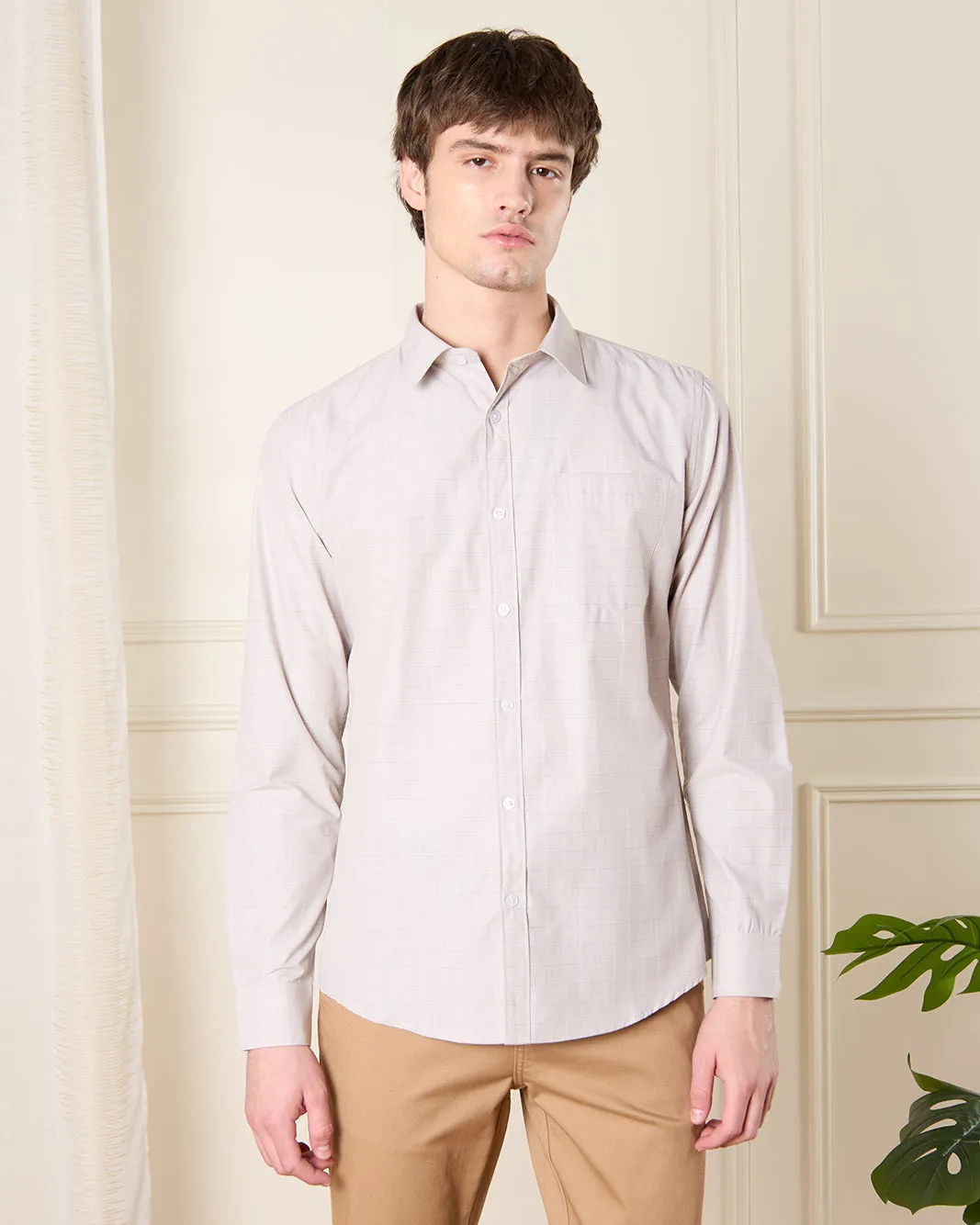 Men Grey Striped Shirt sold by Redtag