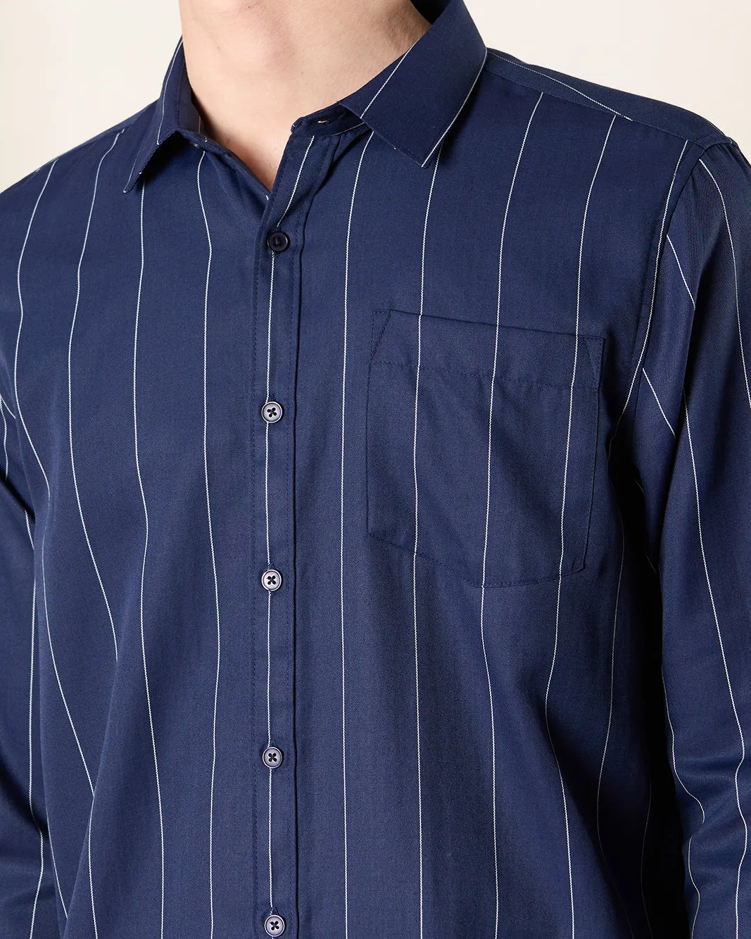 Men Navy Striped Shirt sold by Redtag product image thumbnail 4