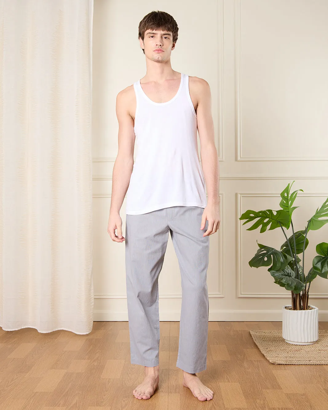 Men Charcoal Plain Pyjama Bottom sold by Redtag product image thumbnail 2
