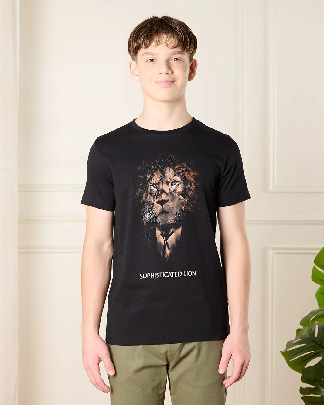 Senior Boys Black Graphic T-Shirt sold by Redtag