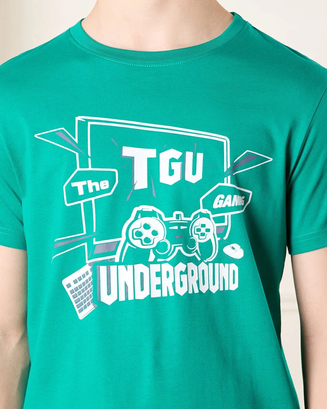 Senior Boys Green Graphic T-Shirt sold by Redtag product image thumbnail 4