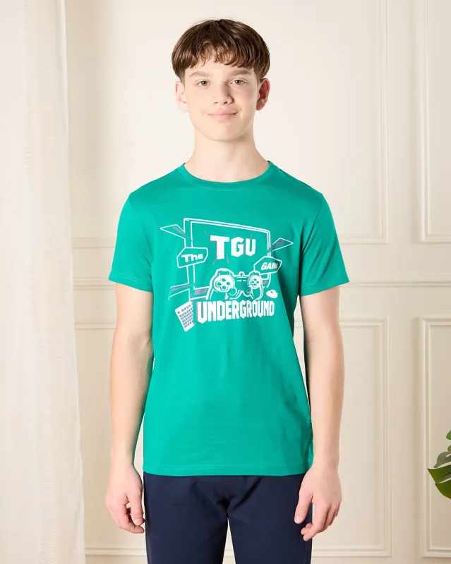 Senior Boys Green Graphic T-Shirt sold by Redtag