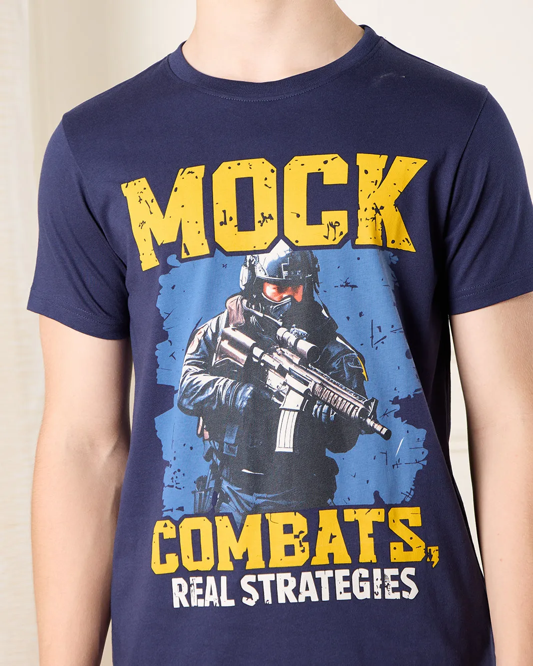 Senior Boys Navy Graphic T-Shirt sold by Redtag product image thumbnail 4