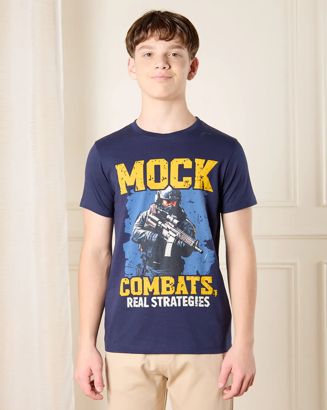 Senior Boys Navy Graphic T-Shirt sold by Redtag
