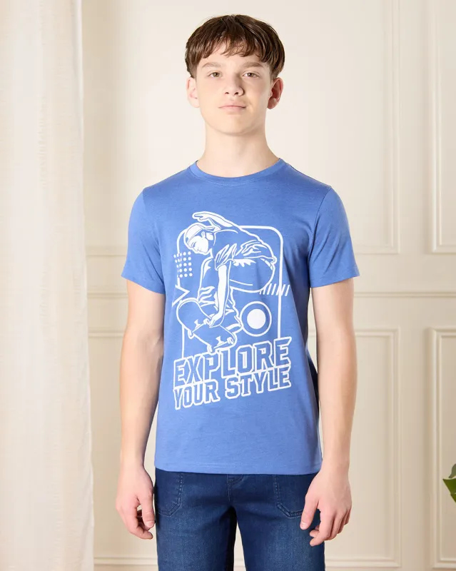 Senior Boys Blue Graphic T-Shirt sold by Redtag