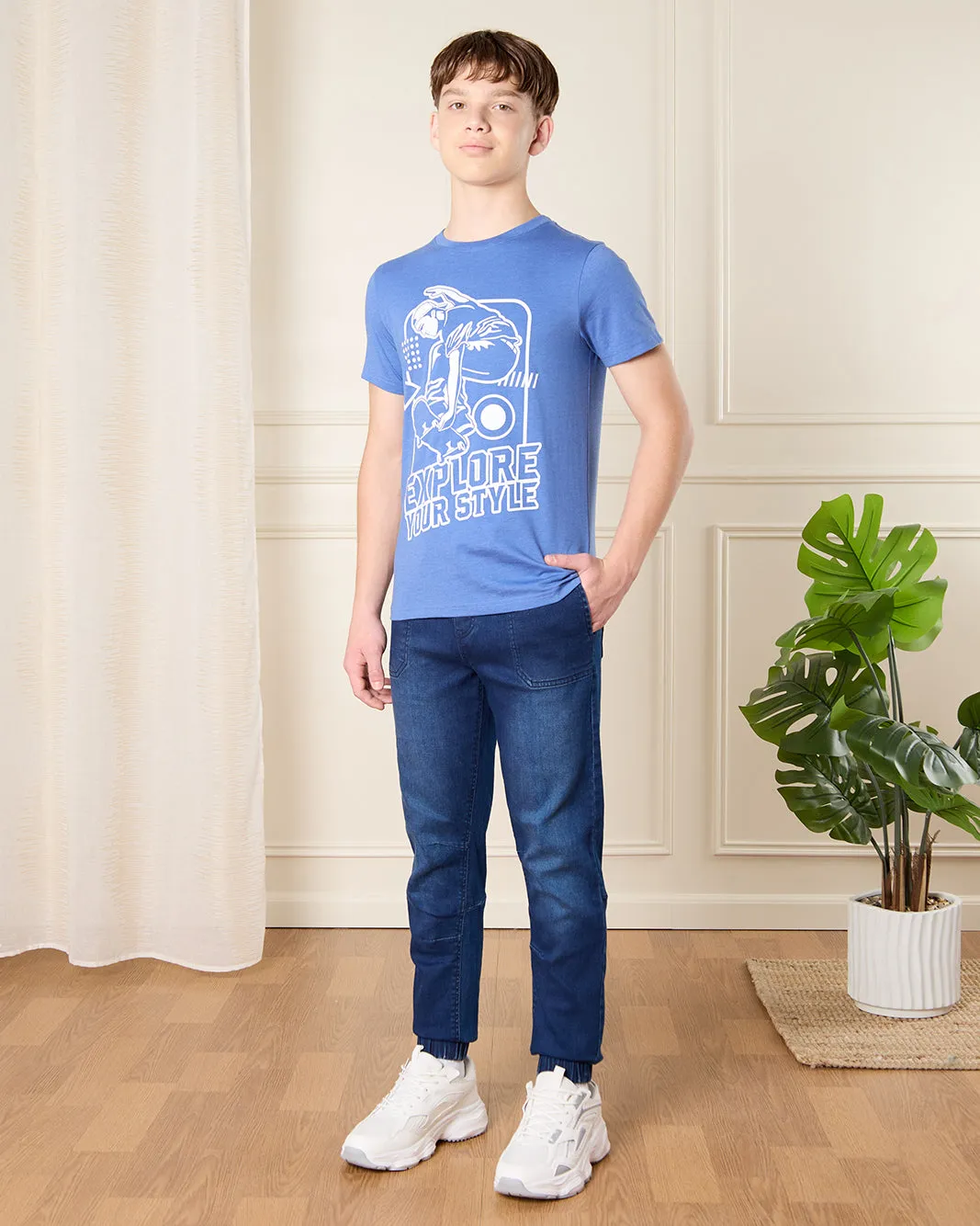 Senior Boys Blue Graphic T-Shirt sold by Redtag product image thumbnail 2