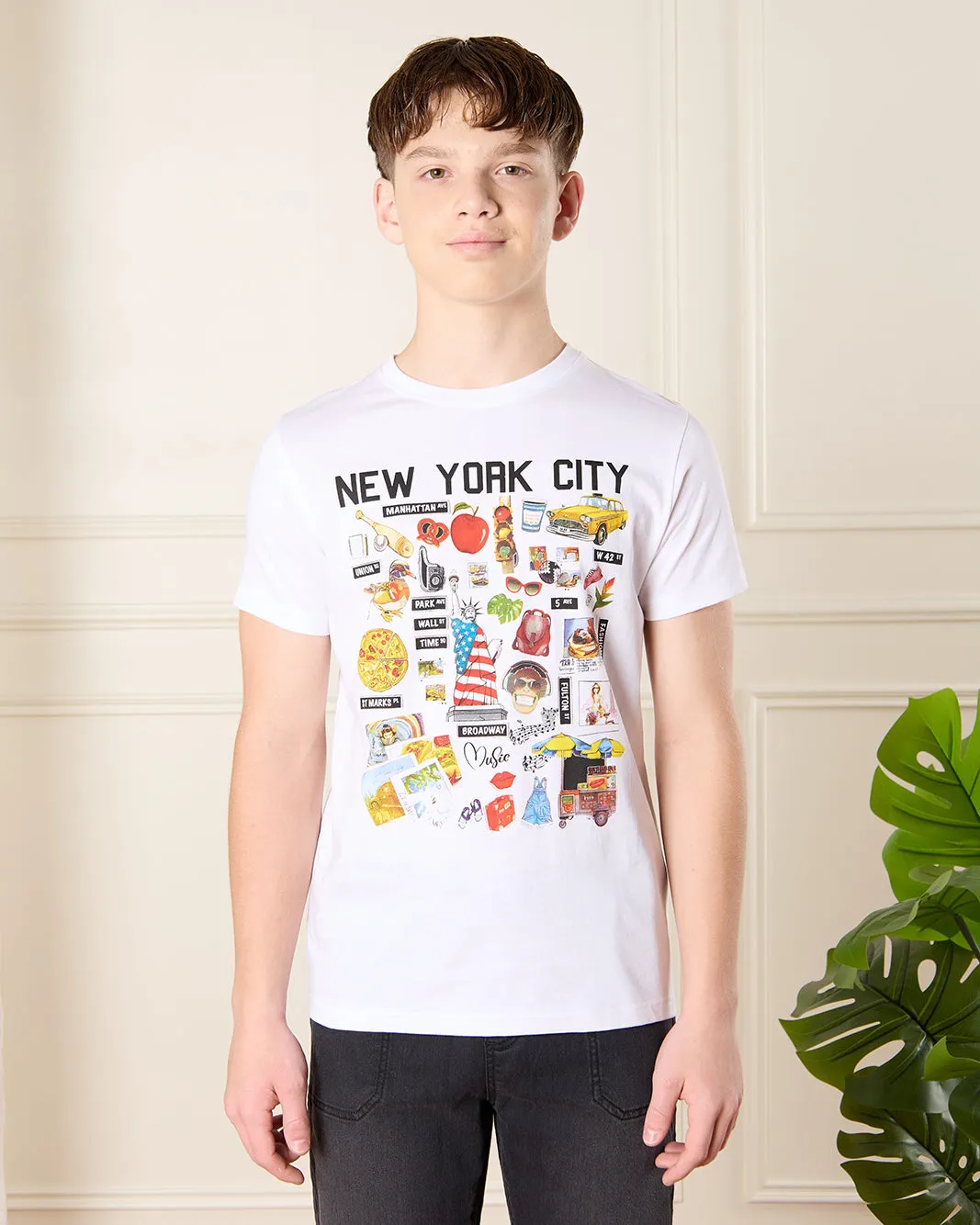 Senior Boys White Graphic T-Shirt sold by Redtag