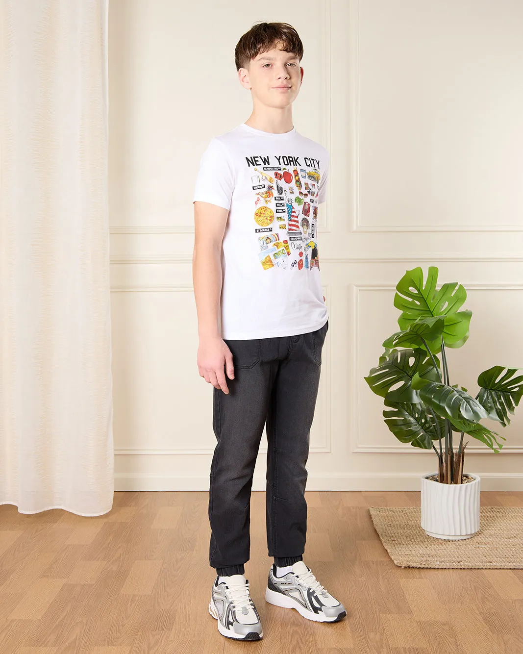 Senior Boys White Graphic T-Shirt sold by Redtag product image thumbnail 2