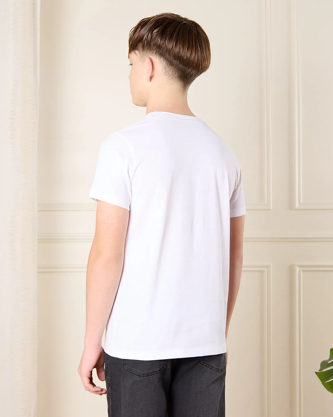 Senior Boys White Graphic T-Shirt sold by Redtag product image thumbnail 3