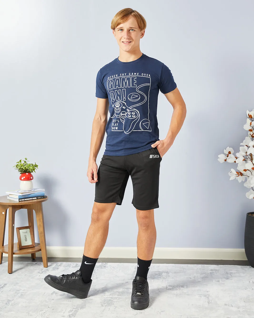 Senior Boys Black Printed Active Shorts sold by Redtag product image thumbnail 2