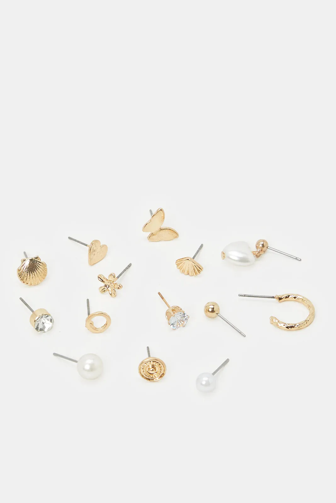 Women Gold Embellished Stud Set (14 Pair) sold by Redtag product image thumbnail 2