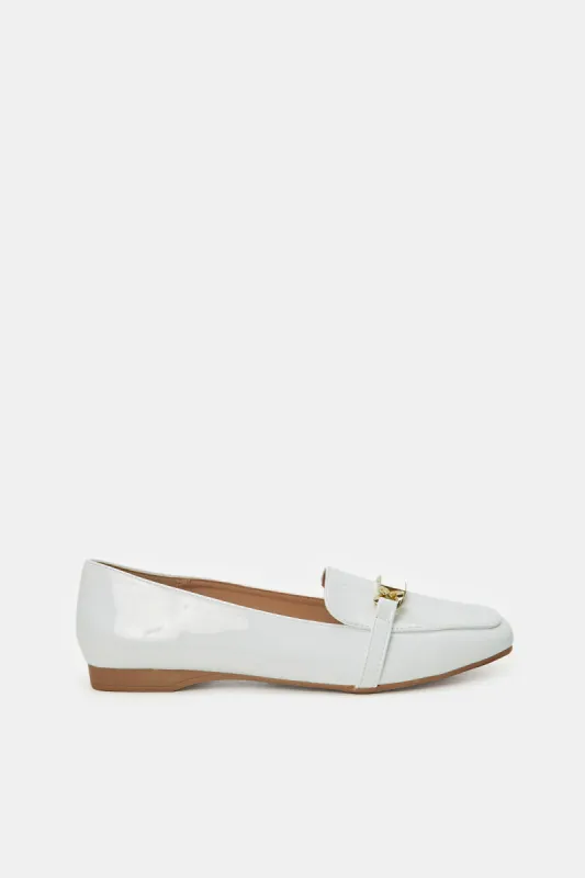 Women White Patent Loafers sold by Redtag