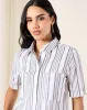 Women White Striped Linen Shirt sold by Redtag
