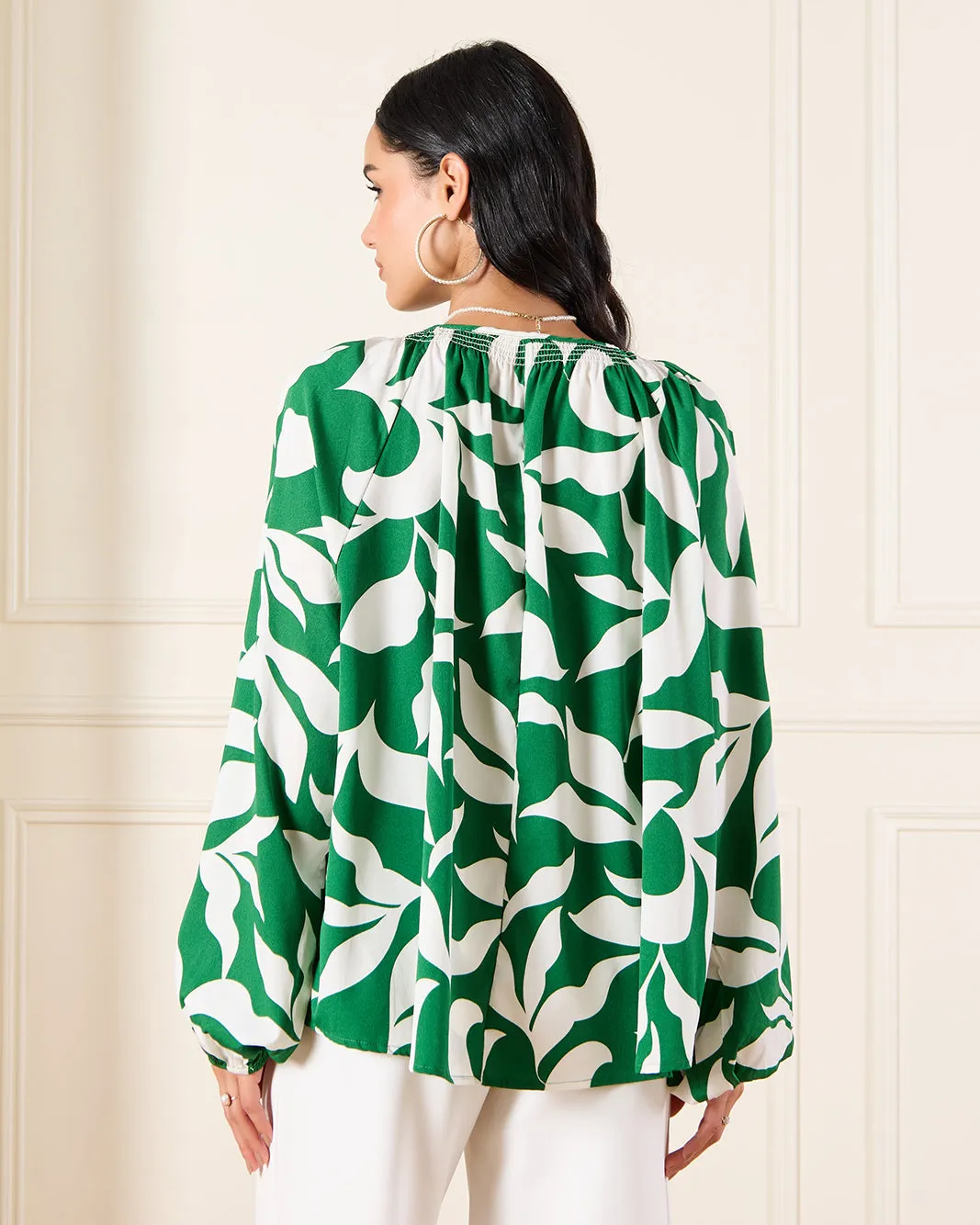 Women Green Printed Volume Sleeve Blouse sold by Redtag product image thumbnail 3