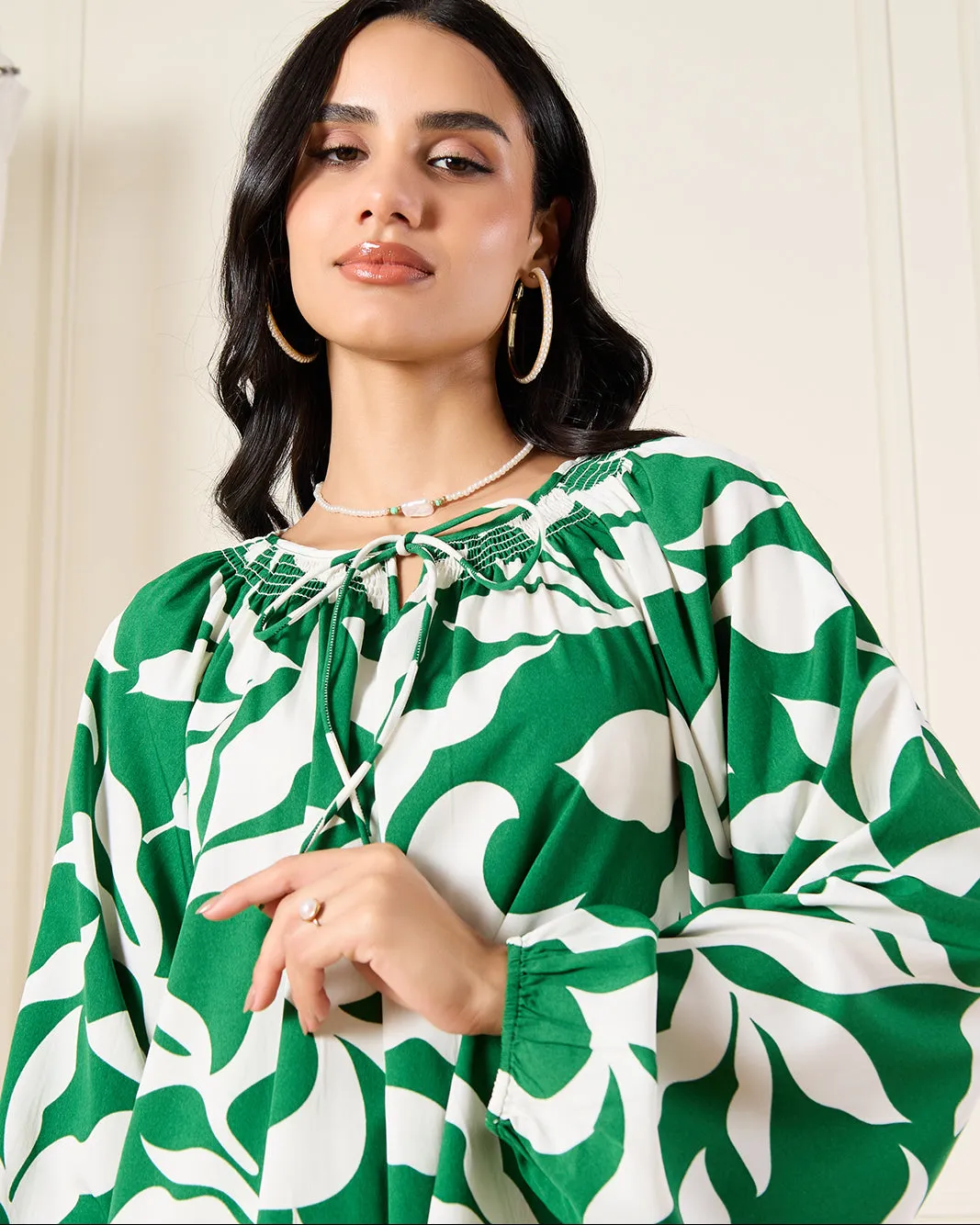 Women Green Printed Volume Sleeve Blouse sold by Redtag product image thumbnail 4