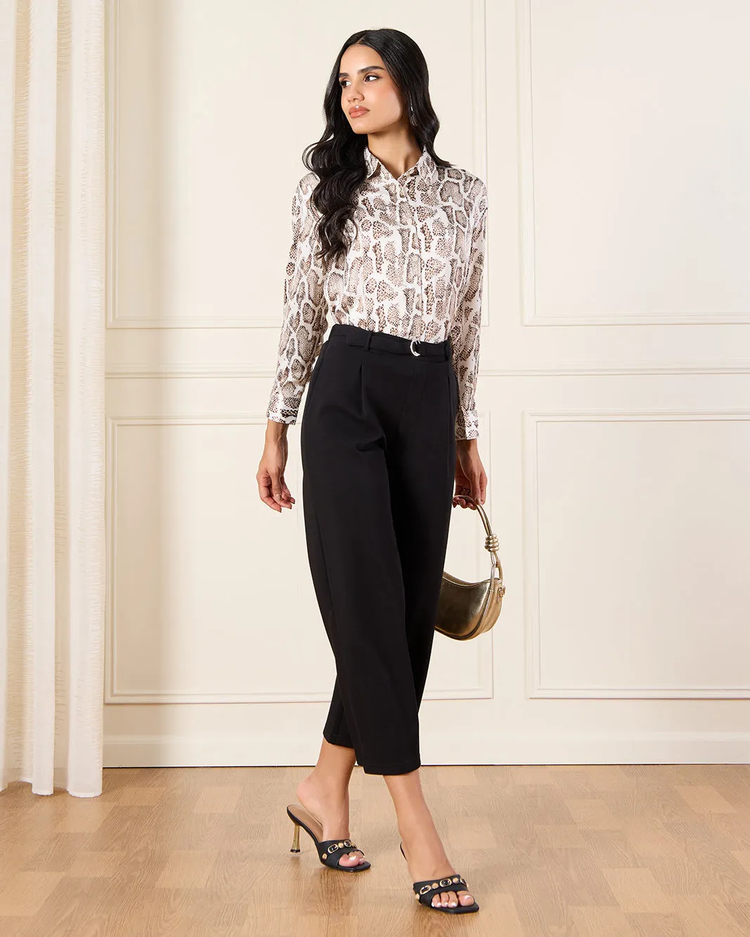 Women Beige Printed Full Sleeve Satin Shirt sold by Redtag product image thumbnail 2