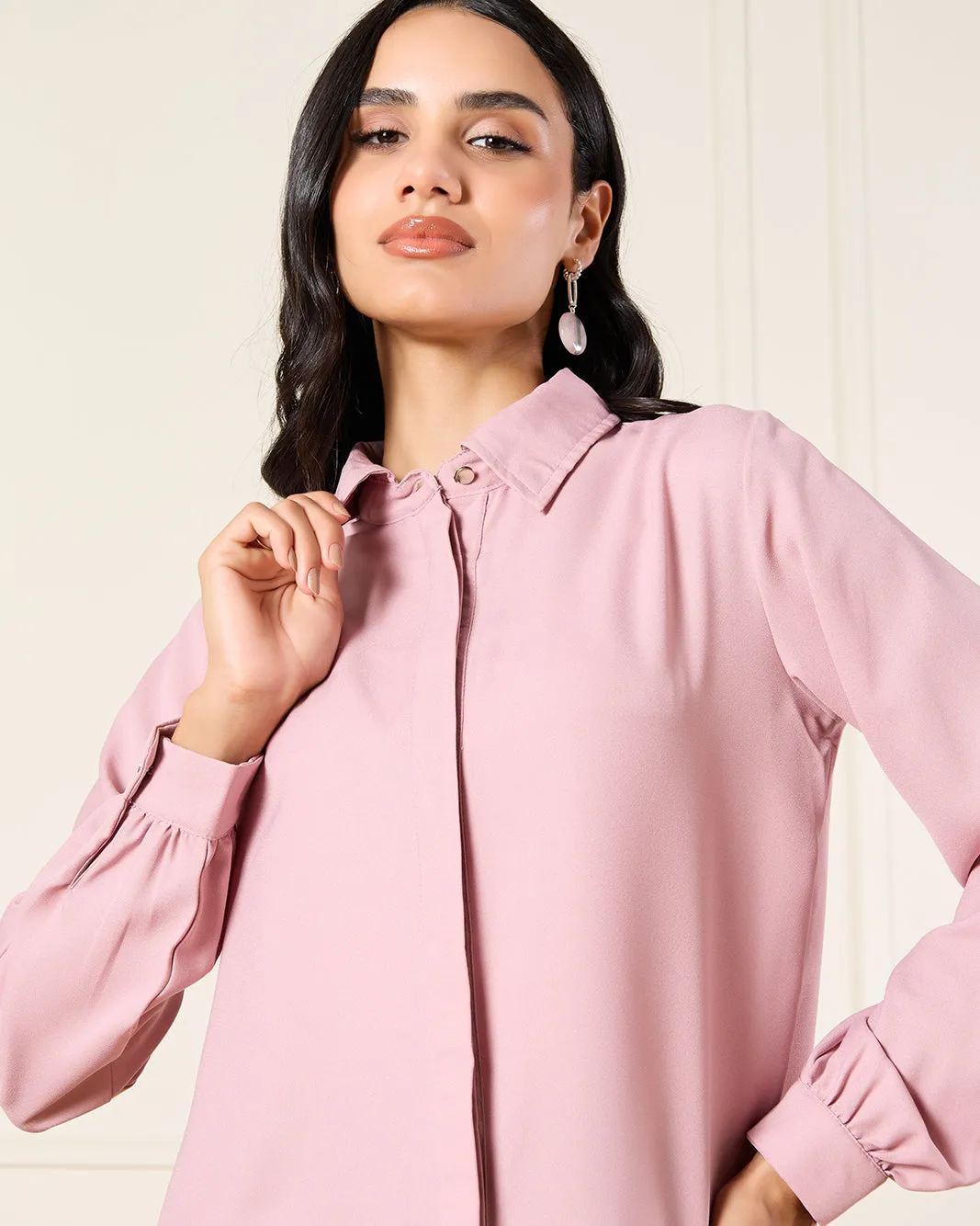 Women Mauve Detailed Shirt sold by Redtag product image thumbnail 4