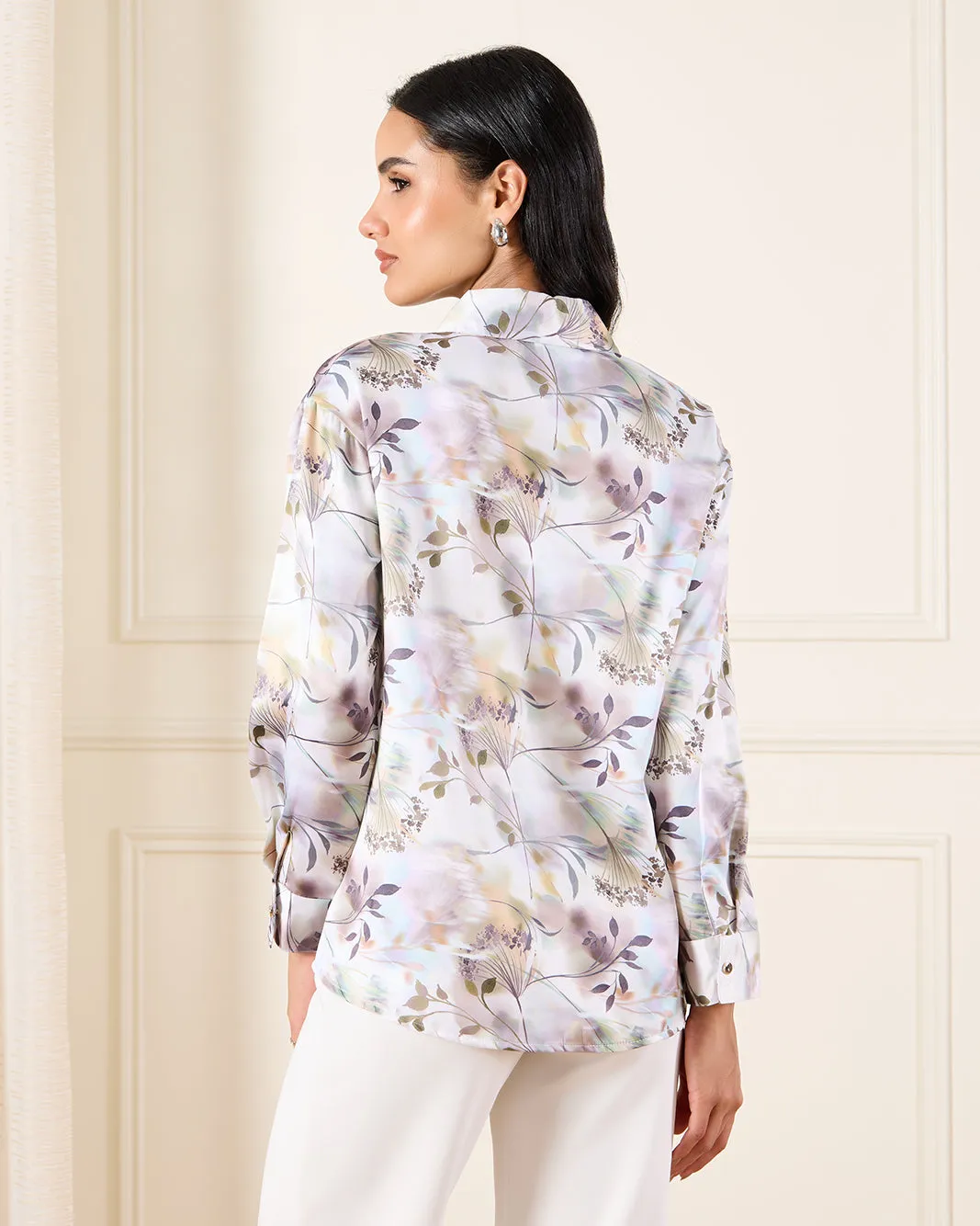 Women White Printed Satin Shirt sold by Redtag product image thumbnail 3
