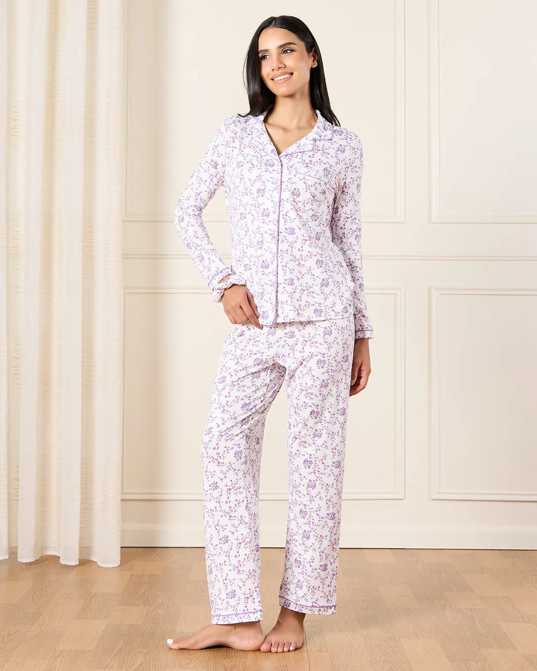 Women White Floral Print Payjama Set (3 Piece) sold by Redtag