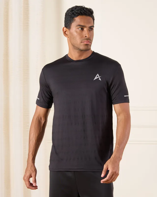 Men Black Printed Active T-Shirt sold by Redtag