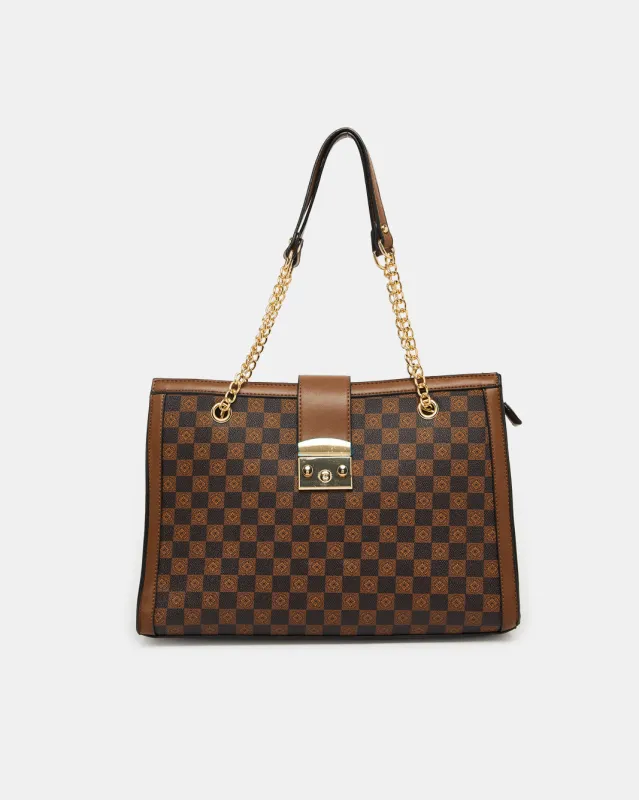 Women Brown Print Handbag sold by Redtag