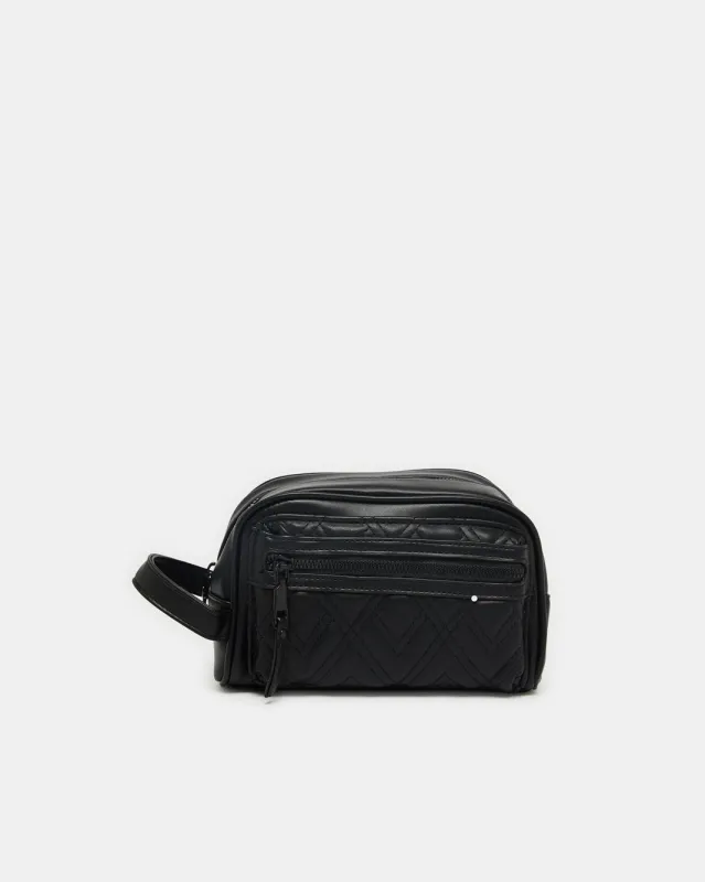 Men Black Solid Toiletry Bag sold by Redtag