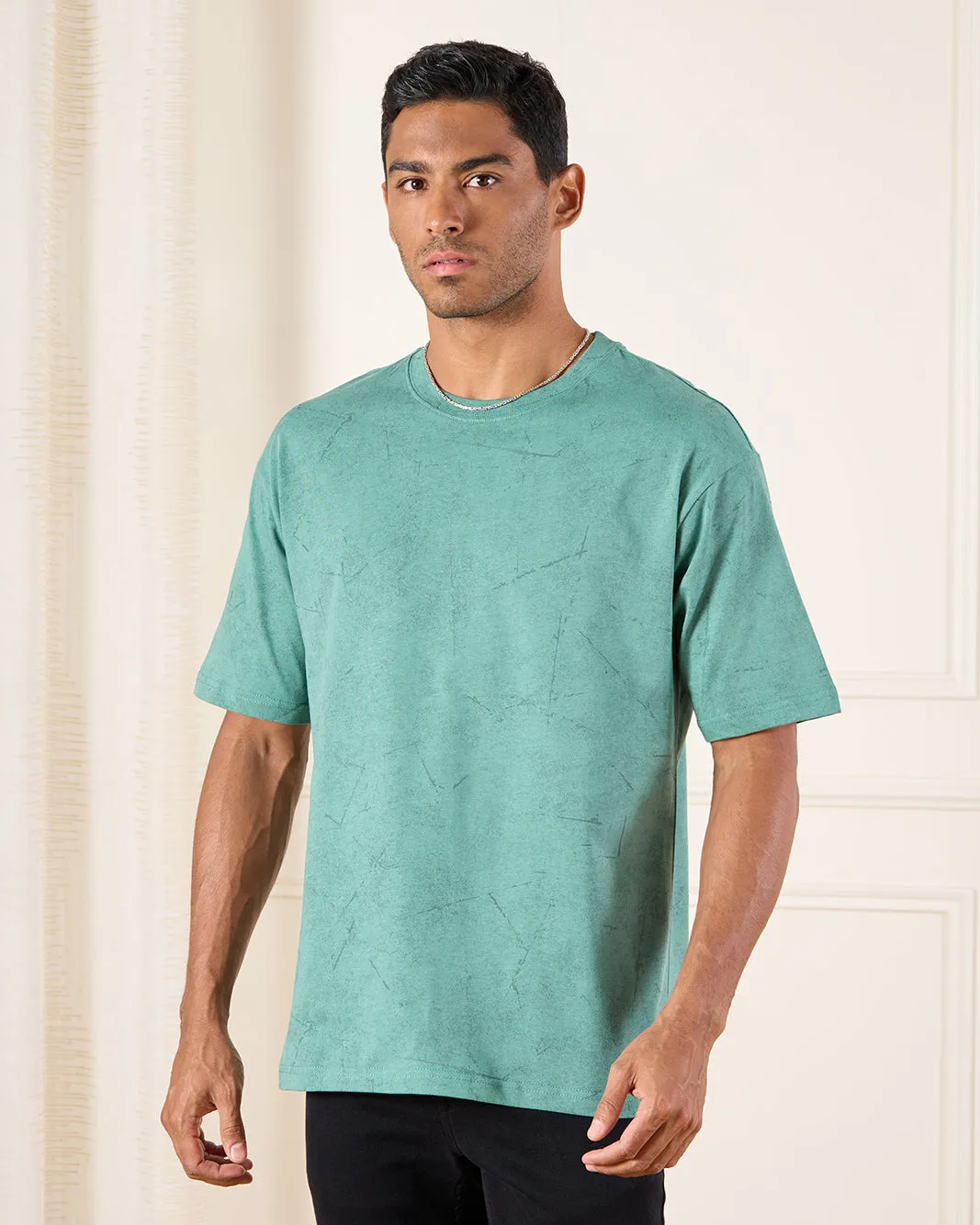 Men Green Plain T-Shirt sold by Redtag
