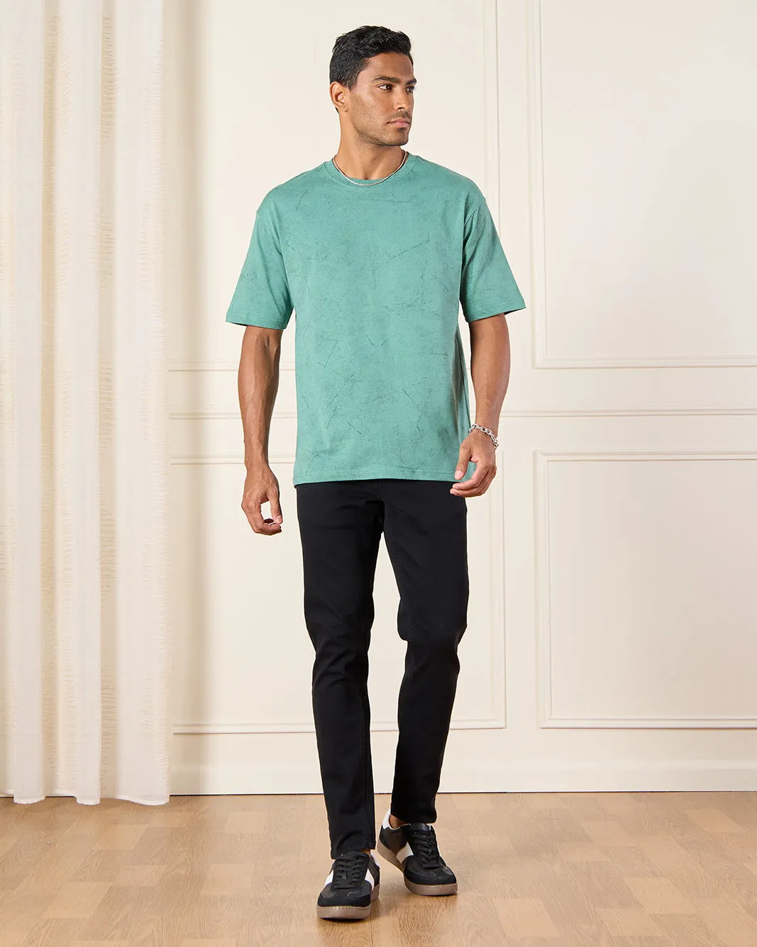 Men Green Plain T-Shirt sold by Redtag product image thumbnail 2