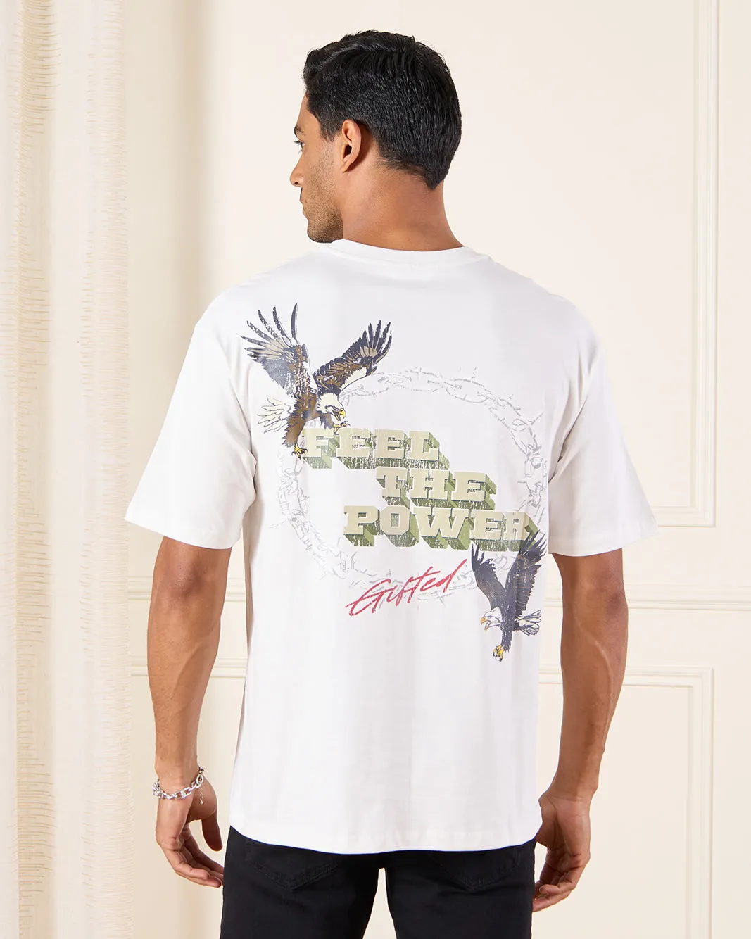 Men White Printed T-Shirt sold by Redtag product image thumbnail 3