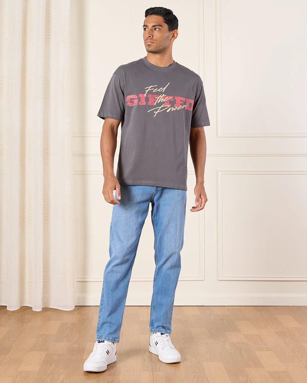 Men Charcoal Printed T-Shirt sold by Redtag product image thumbnail 2